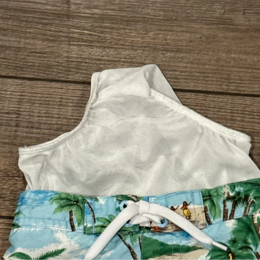 Janie And Jack Baby Boy Green Swim Shorts 12-18 Months Lined Trunks Board Shorts